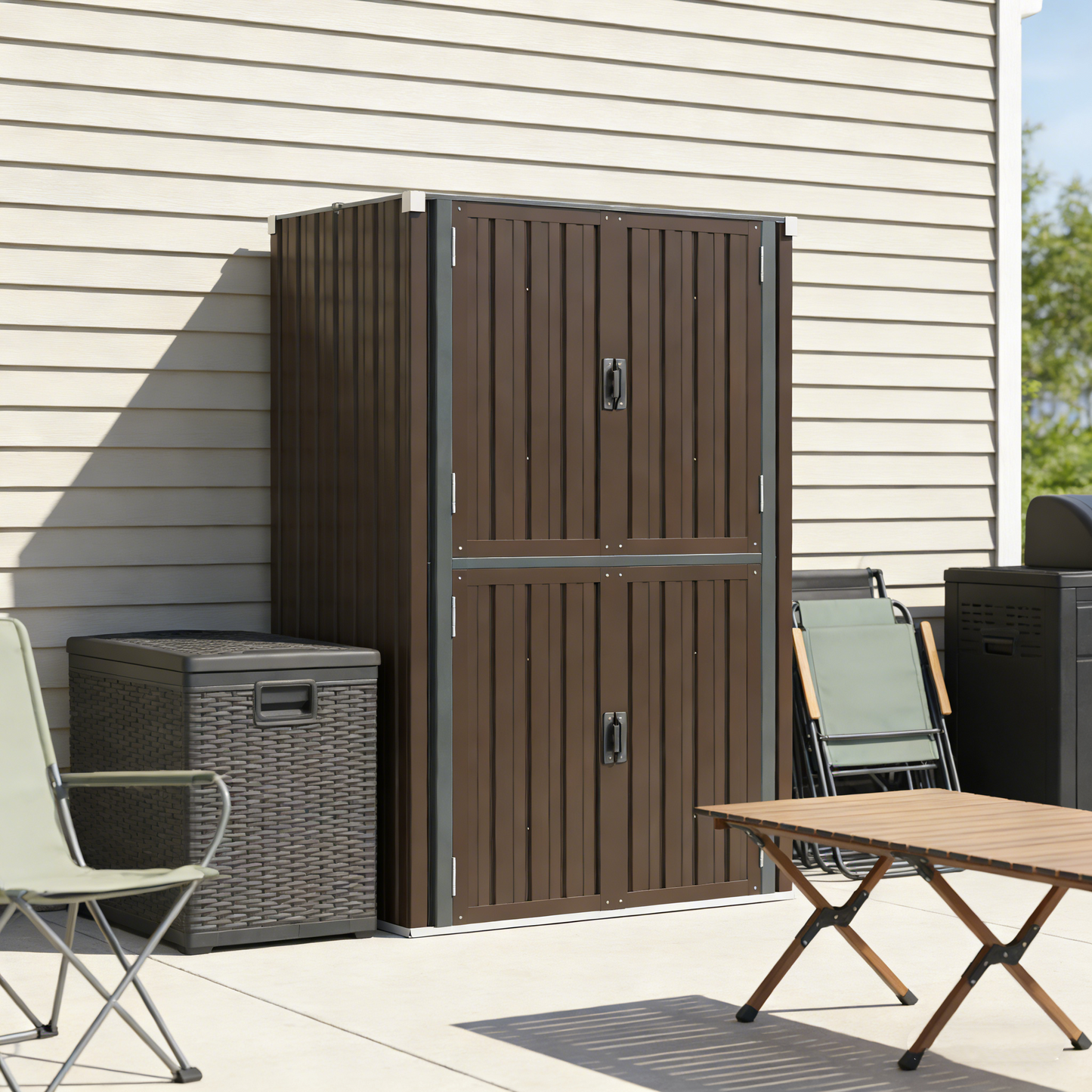 YODOLLA Outdoor Cabinet Outdoor Storage Cabinet, Brown