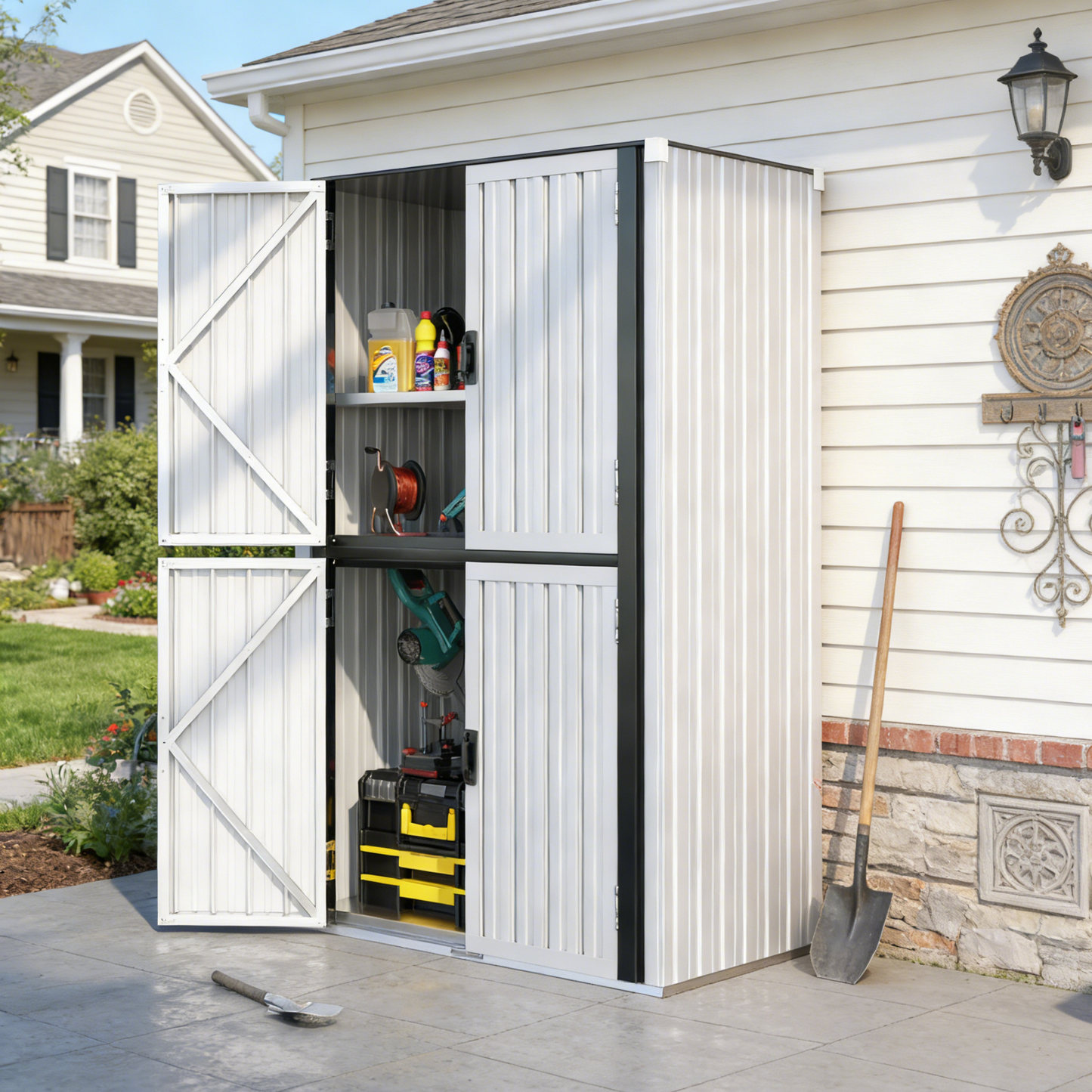 YODOLLA Outdoor Cabinet Outdoor Storage Cabinet, White