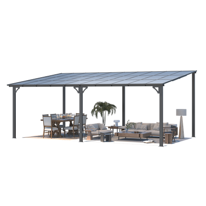 YODOLLA 20' x 12' Gazebo for Patio, Large Wall-Mounted Hard Top Lean-to Gazebo Pergola