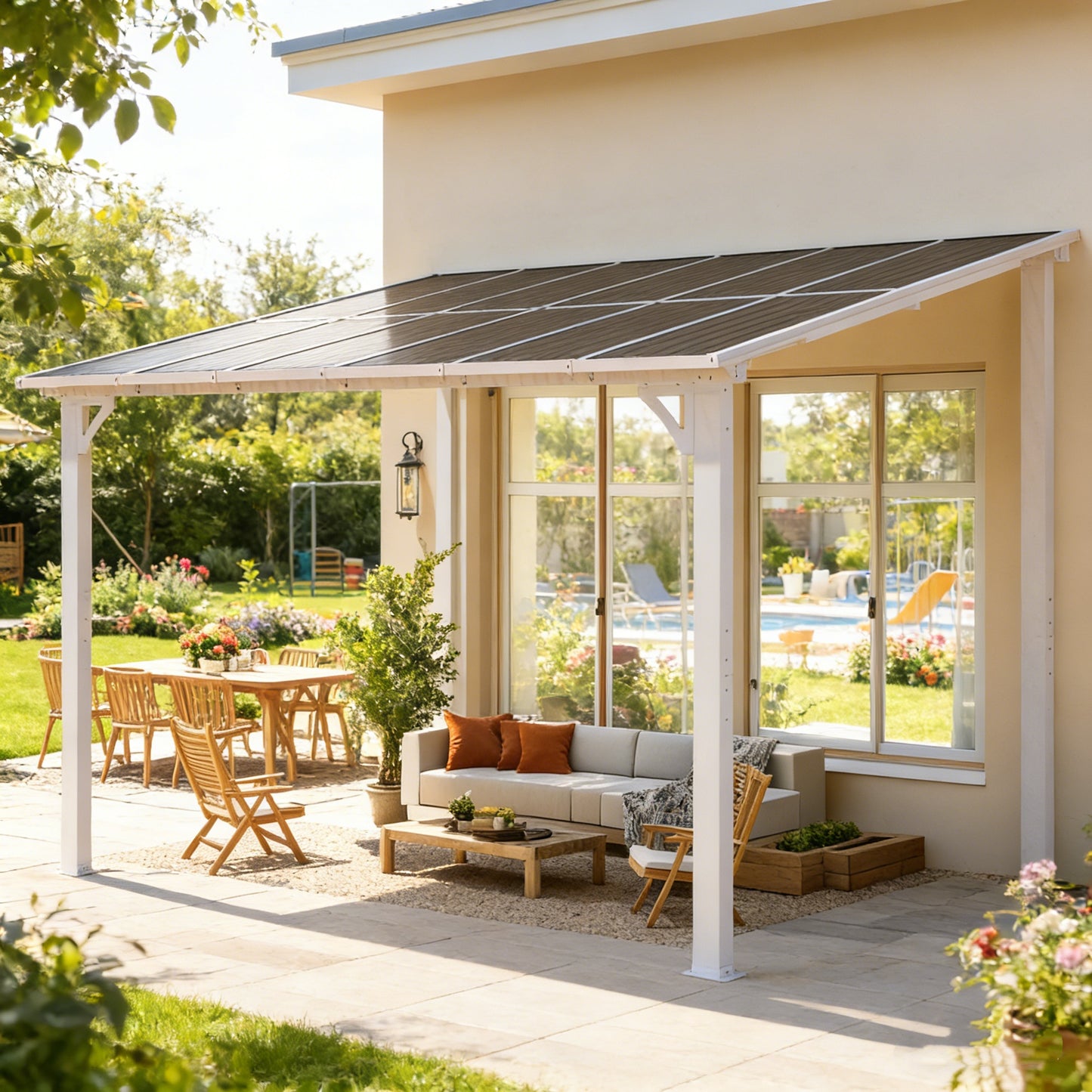 YODOLLA 12' x 8' Outdoor Gazebo Pergola for Patio, Large Hardtop Lean to Shelter Pergolas