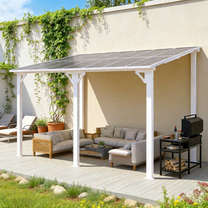 YODOLLA 14' x 8' Gazebo Outdoor Pergola Hard Top Lean to Pergolas, White