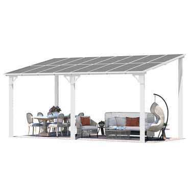 YODOLLA 16' x 8' Gazebo Outdoor Pergola Hard Top Lean to Gazebo Shelter Pergolas,White