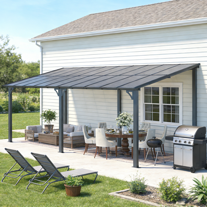 YODOLLA 20' x 8' Gazebo Outdoor Pergola, Dark Grey