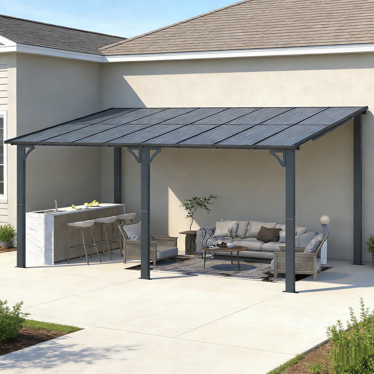 YODOLLA 16' x 10' Gazebo Outdoor Pergola，Dark Gray