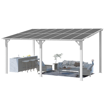 YODOLLA 16' x 10' Gazebo Outdoor Wall-Mounted Hard Top Lean to Metal Pergolas, White