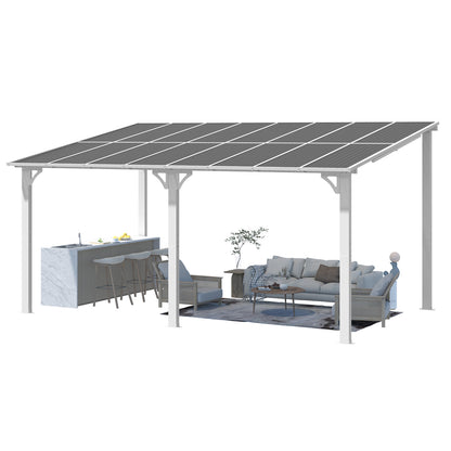 YODOLLA 16' x 10' Gazebo Outdoor Wall-Mounted Hard Top Lean to Metal Pergolas, White