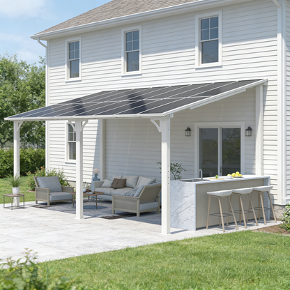 YODOLLA 16' x 10' Gazebo Outdoor Wall-Mounted Hard Top Lean to Metal Pergolas, White