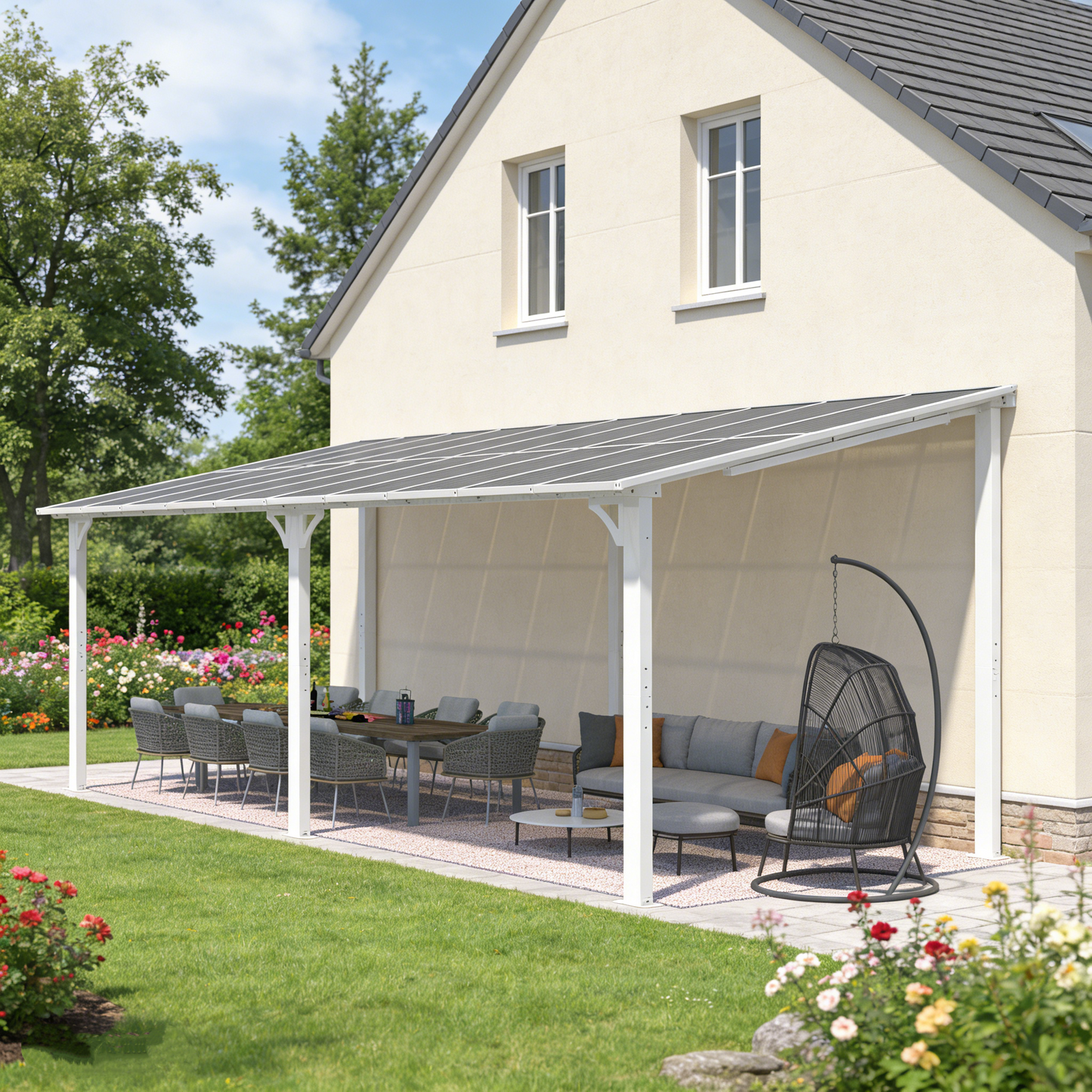 YODOLLA 20' x 10' White Gazebo Outdoor Pergola for Patio Large Lean to Metal Pergolas