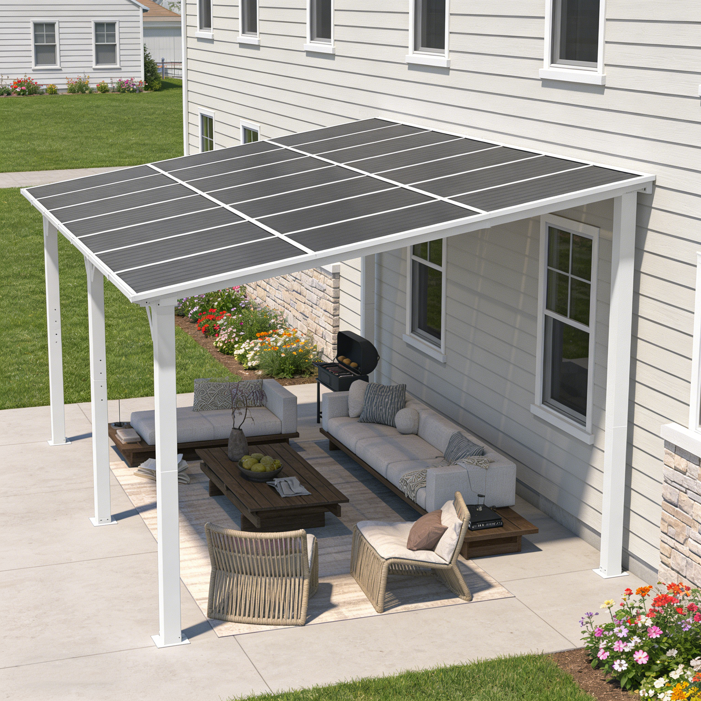 YODOLLA 14' x 12' Gazebo Outdoor Pergola for Patio Large Wall-Mounted Lean to Pergolas