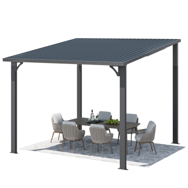 YODOLLA 10' x 10' Outdoor Pergola Hardtop Gazebo, Dark Grey