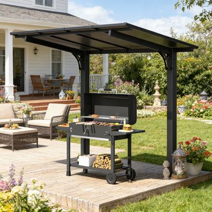 YODOLLA 8' x 5' Hardtop Pergola Grill Gazebo Outdoor Pergola for Patio