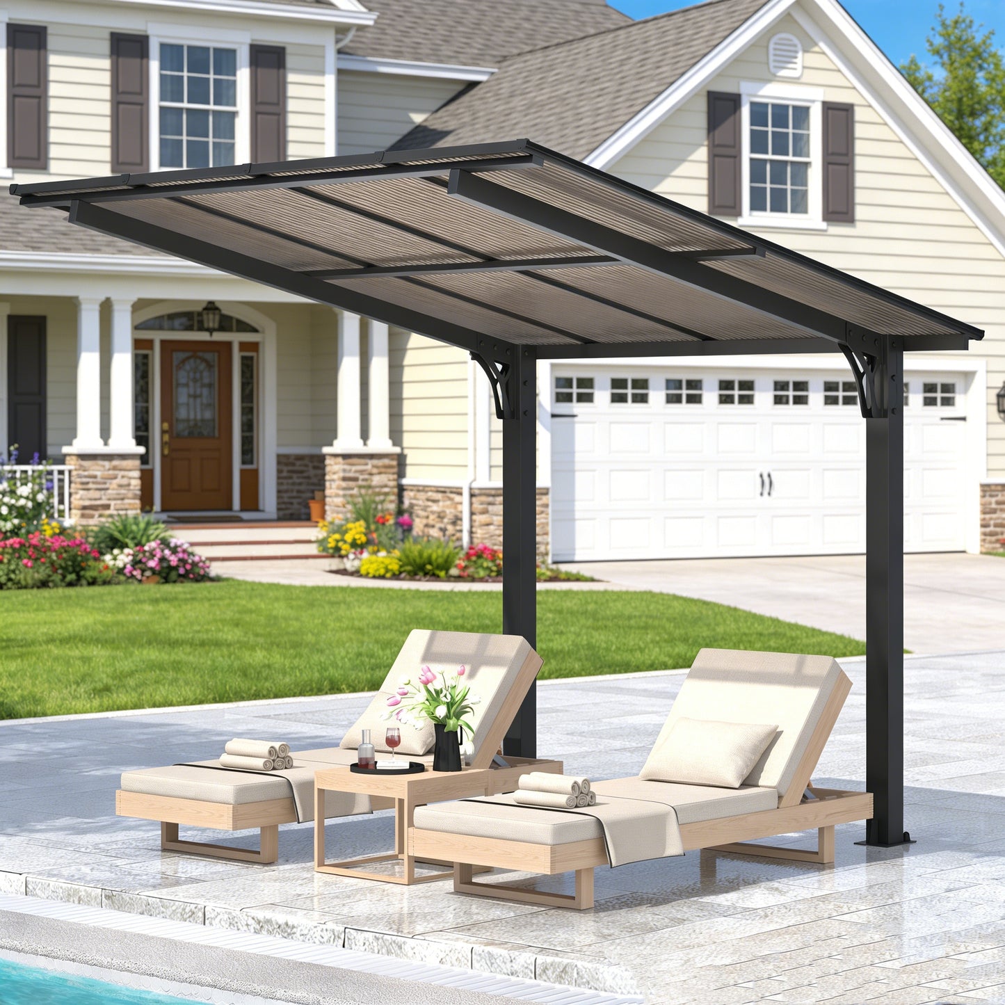 YODOLLA 8' x 8' Gazebo for Patio, Small Free Standing Lean to Gazebo