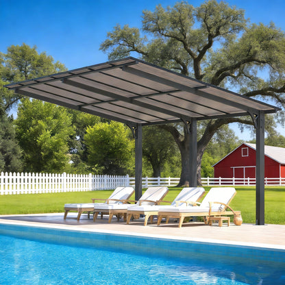 YODOLLA 14' x 10' Gazebo for Patio, Hard Top Lean to Gazebo Pergola Carport