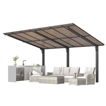 YODOLLA 14' x 10' Gazebo for Patio, Hard Top Lean to Gazebo Pergola Carport