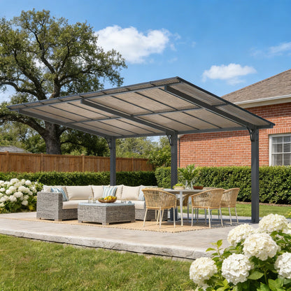 YODOLLA 16' x 10' Freestanding Gazebo Outdoor Pergola Lean to Hardtop Gazebo Carport