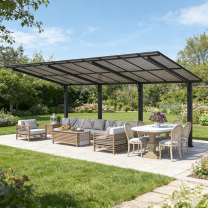 YODOLLA 20' x 10' Freestanding Gazebo Outdoor Pergola Lean to Hardtop Gazebo Carport