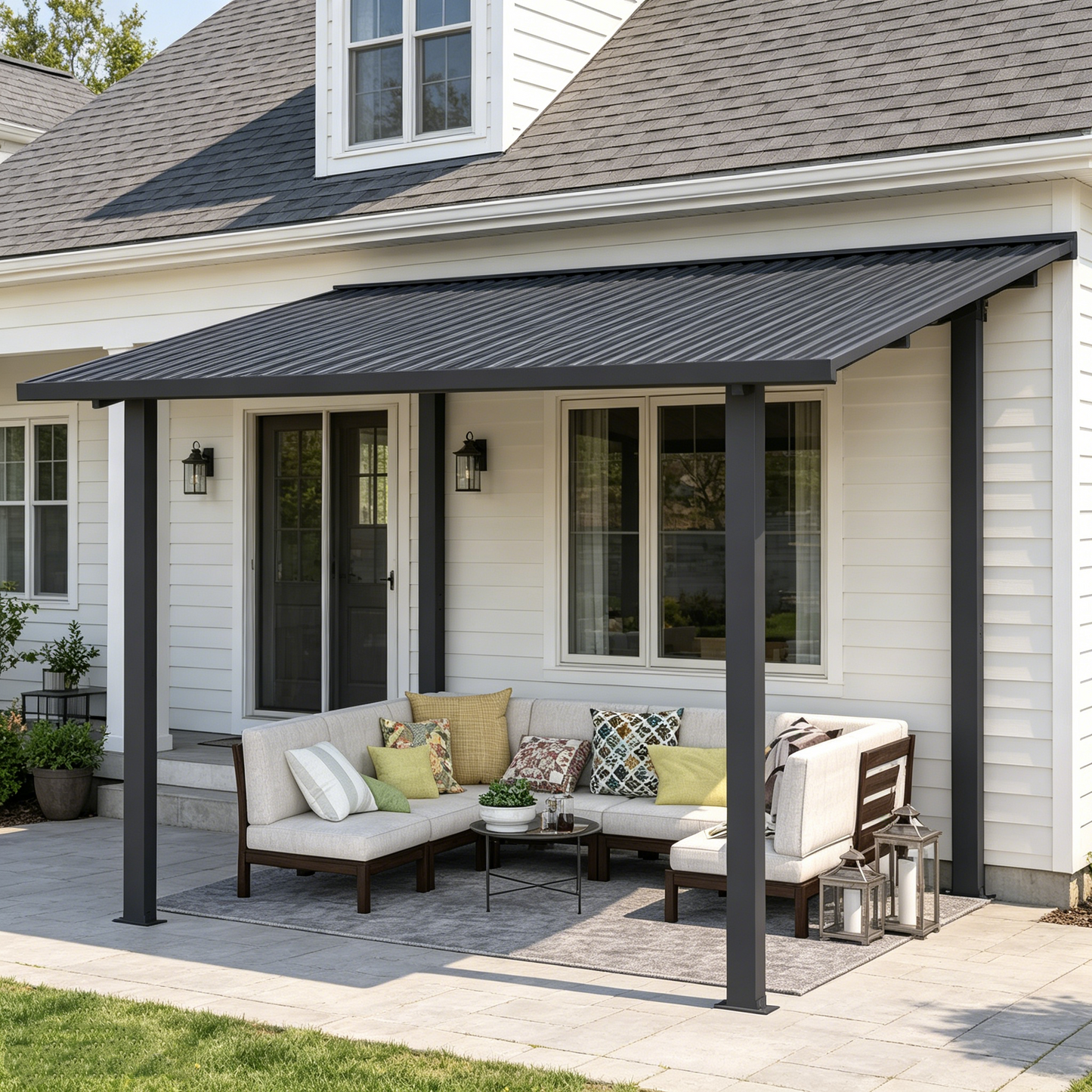 YODOLLA 12' x 8' Outdoor Hardtop Lean to Gazebo for Patio
