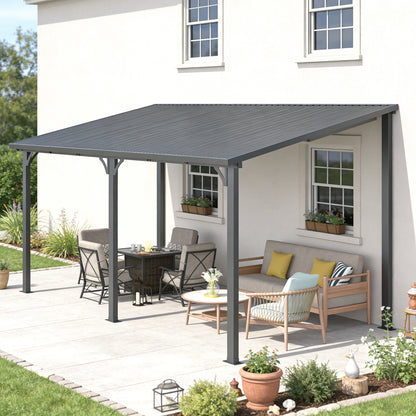 YODOLLA 16'x10' Wall-Mounted Pergola Hardtop Outdoor Gazebo
