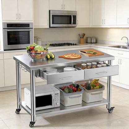 YODOLLA 48"x24" Stainless Steel Work Table with 2 Drawers