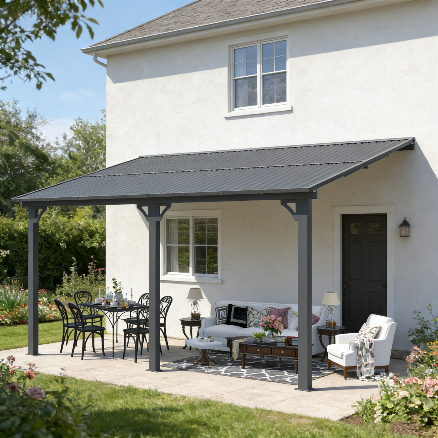 YODOLLA 10x16 Outdoor Hardtop Gazebo Adjustable Height (6.5-9.8Ft) Pergola
