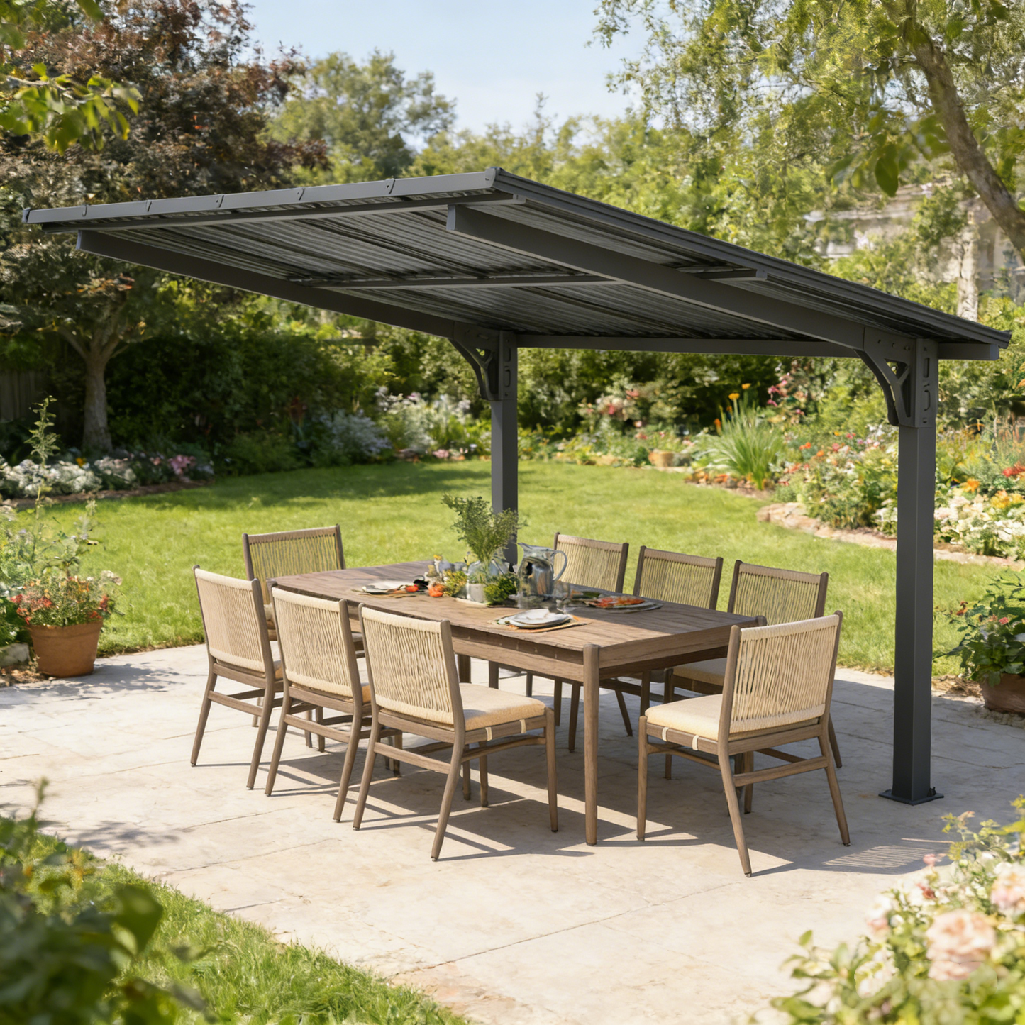 YODOLLA 12' x 10' Gazebo Outdoor Grill Hardtop Pergola Freestanding Carport Pergolas
