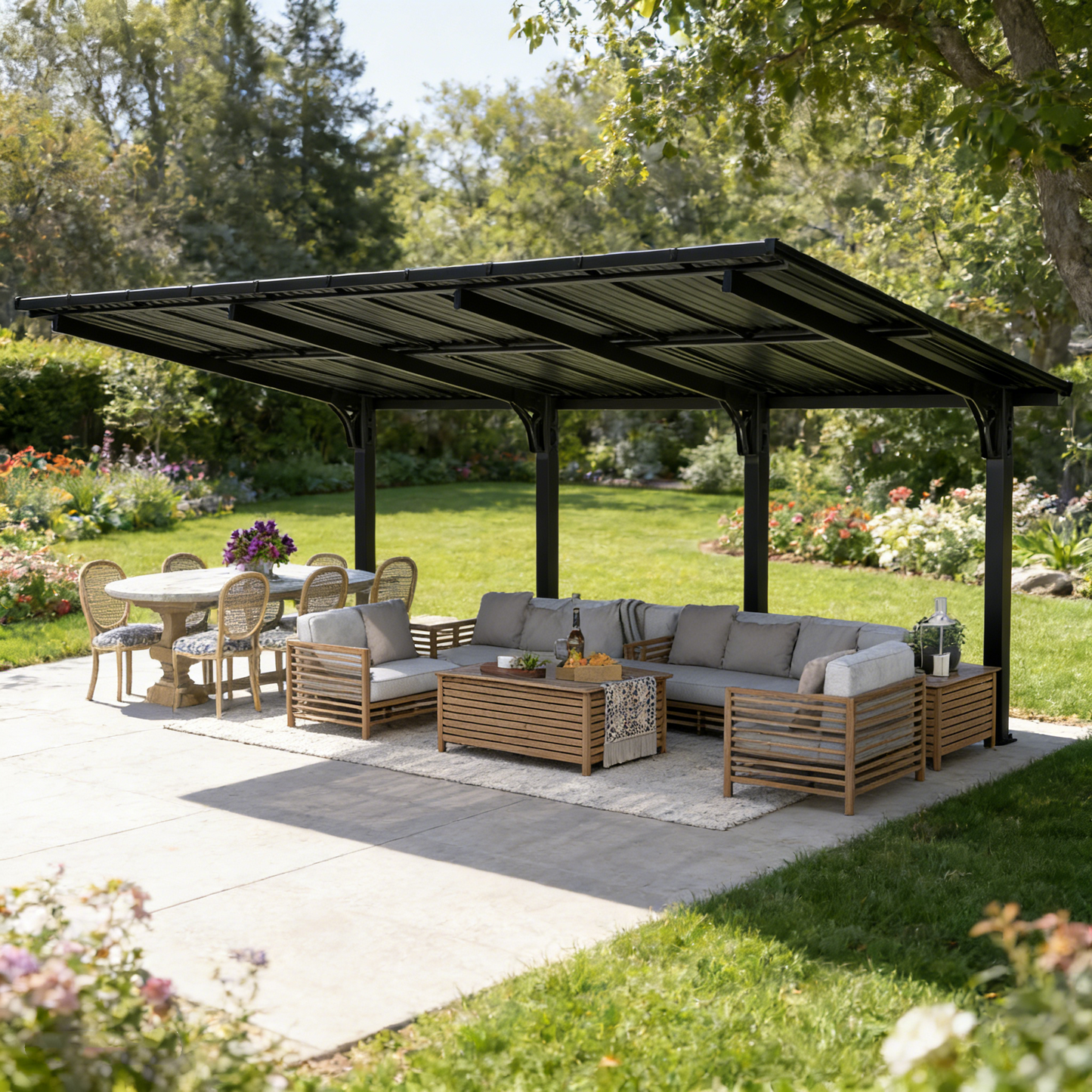 YODOLLA 20'x10' Outdoor Lean to Hardtop Metal Carport Gazebo Freestanding Pergolas