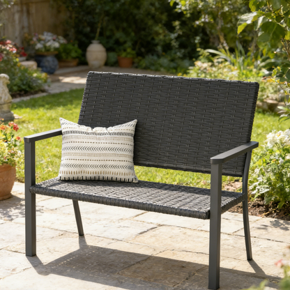 YODOLLA Outdoor Garden Bench Weatherproof Wicker Outside Benches