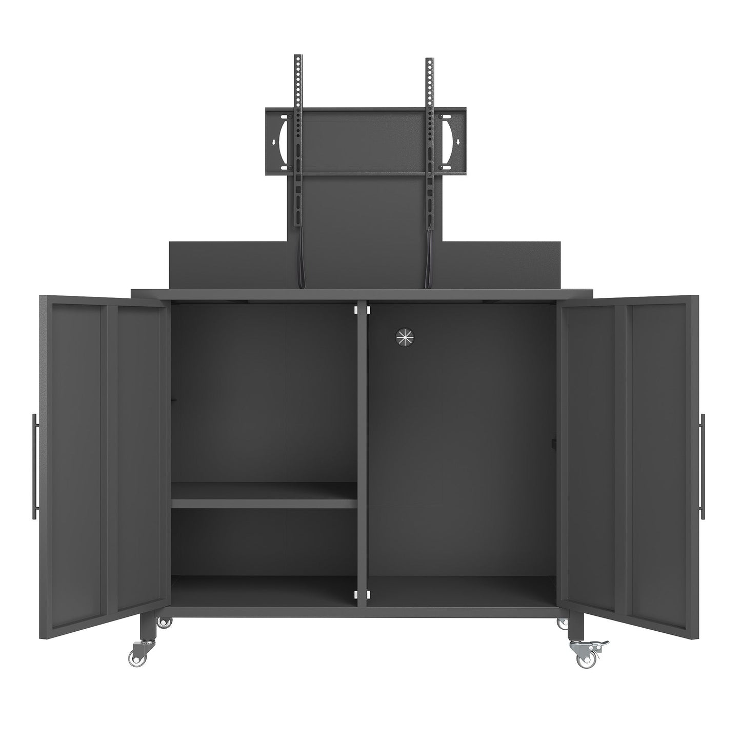 YODOLLA Mobile TV Stand on Wheels Outdoor Storage Cabinet with TV Mount