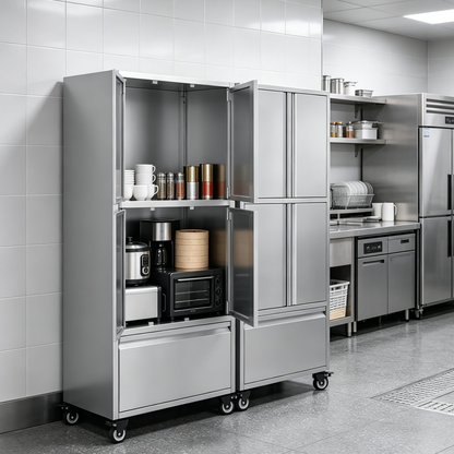 YODOLLA 58.3" Stainless Steel Storage Cabinet Tall Kitchen Pantry Cabinet