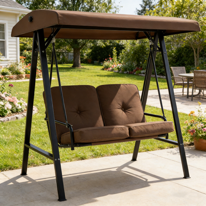 YODOLLA Patio Swing Chair 2-Seat for Adult, Brown