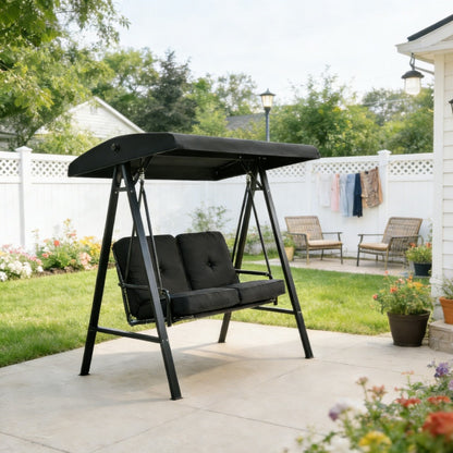 YODOLLA Patio Swing Chair 2-Seat for Adult, Black