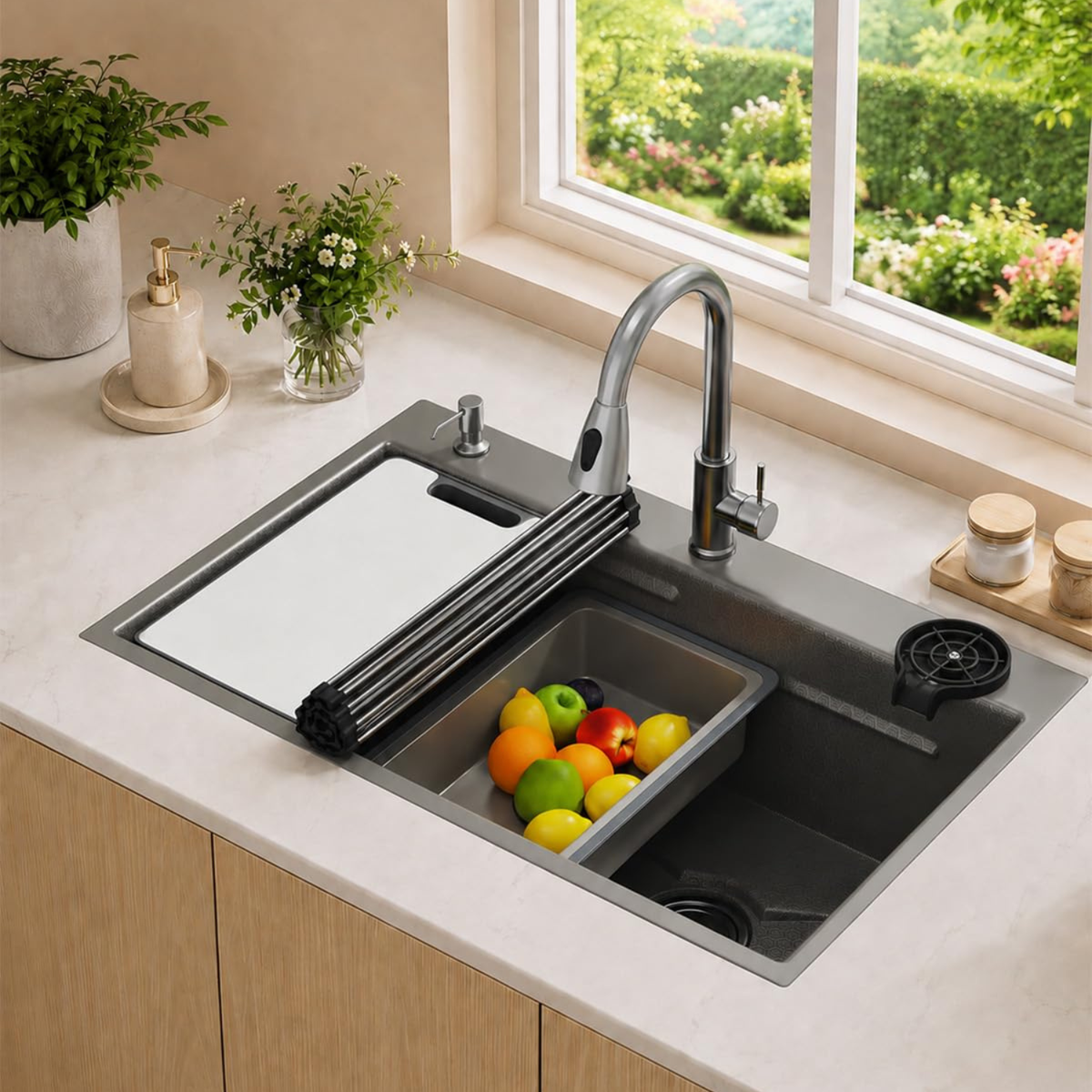 YODOLLA 33x19 Inch Drop in Kitchen Sink w/Faucet, 11 Gauge Stainless Steel