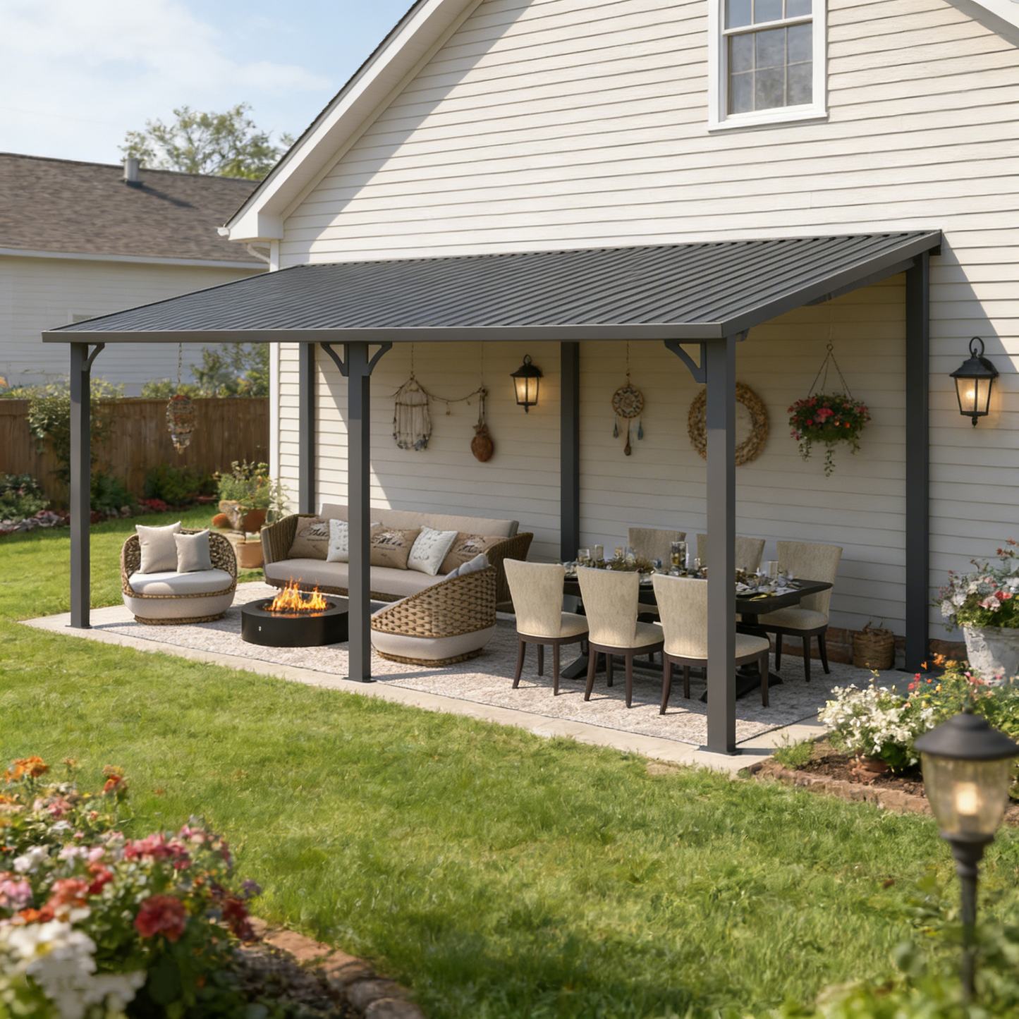 YODOLLA 20' x 8' Hardtop Gazebo Pergola Heavy Duty Lean to Metal Pergolas and Gazebos