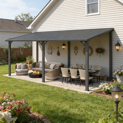 YODOLLA 20' x 8' Hardtop Gazebo Pergola Heavy Duty Lean to Metal Pergolas and Gazebos