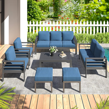 YODOLLA 7 Pieces Aluminum Patio Furniture Set, Blue