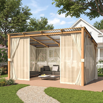 YODOLLA 10x10 Outdoor Wooden Pergola Gazebo with Curtains and Netting for Patio