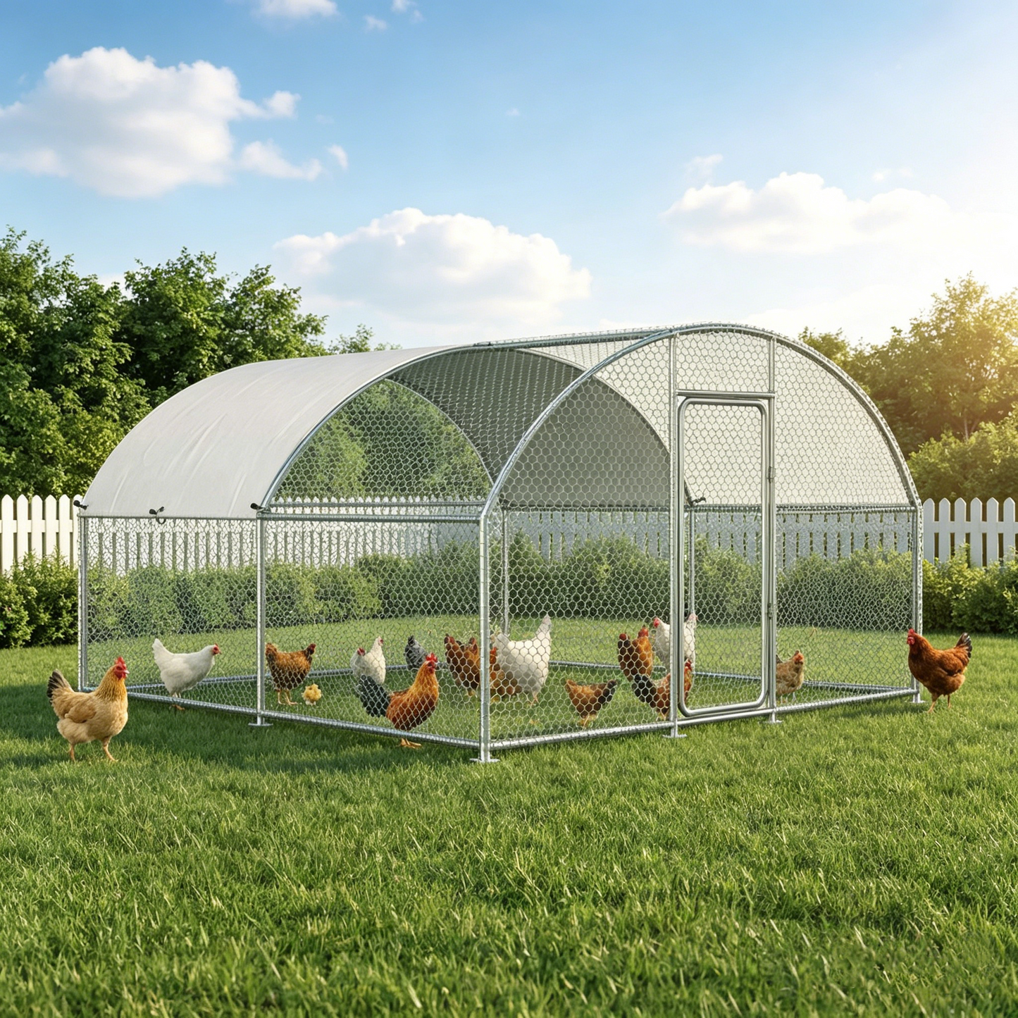 YODOLLA Metal Chicken Coop, 13x10x6.4 FT Extra Large Chicken Run Enclosure with Cover