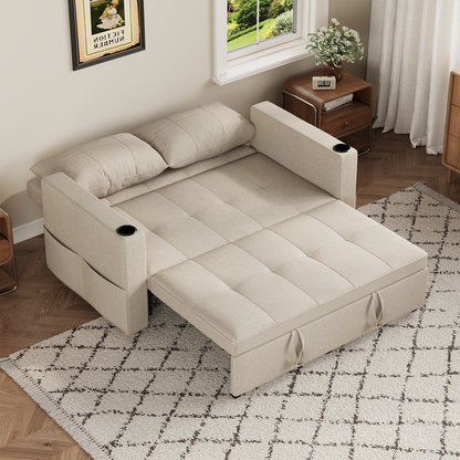 YODOLLA Sleeper Chair Bed, 63" Extra Wide Convertible Sofa Bed for Adults, Beige