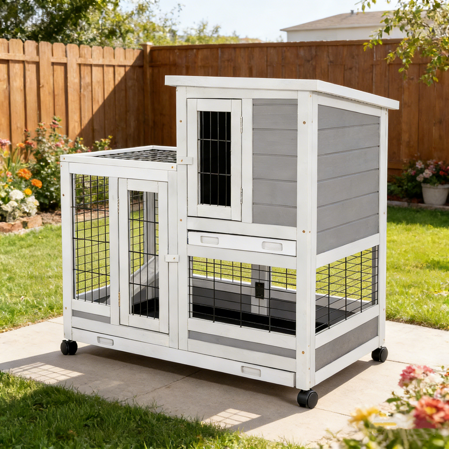 YODOLLA 37'' Rabbit Hutch Pet House Guinea Pig House Rabbit Cage