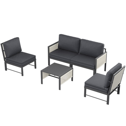 YODOLLA Aluminum Patio Furniture Set 5/4 Seats Outdoor Sectional Couch