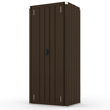 YODOLLA Outdoor Storage Cabinets with Shelves Metal Storage Cabinets Shed, Brown