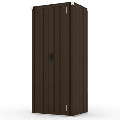 YODOLLA Outdoor Storage Cabinets with Shelves Metal Storage Cabinets Shed, Brown