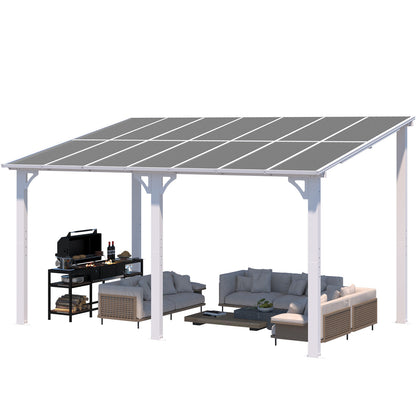 YODOLLA 14' x 8' Gazebo Outdoor Pergola Hard Top Lean to Pergolas, White