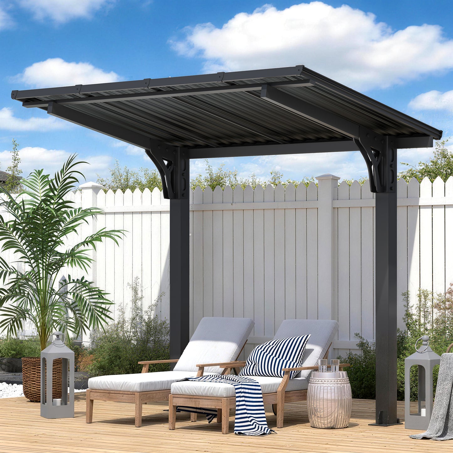 YODOLLA 8' x 5' Gazebo Outdoor Grill Hardtop Pergola Freestanding Carport Pergolas