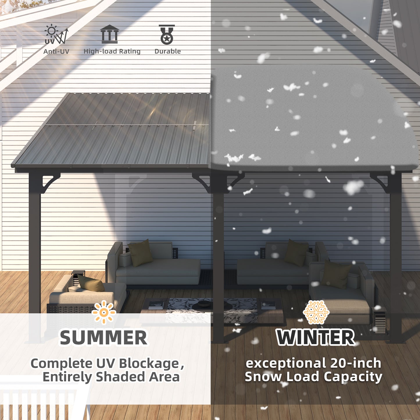 YODOLLA 10x14 Outdoor Hardtop Gazebo Adjustable Height (6.5-9.8Ft) Pergola