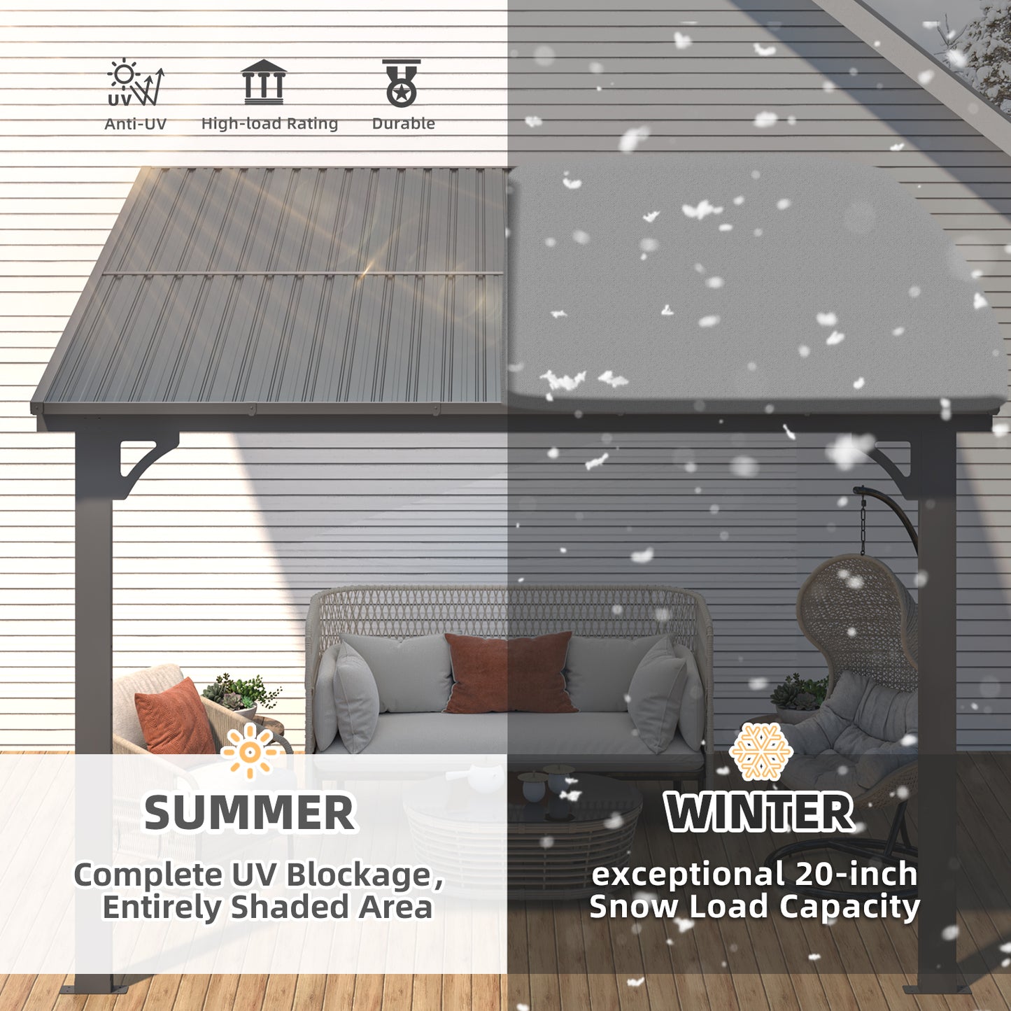 YODOLLA 12x10 Outdoor Hardtop Gazebo Adjustable Height (6.5-9.8Ft) Pergola