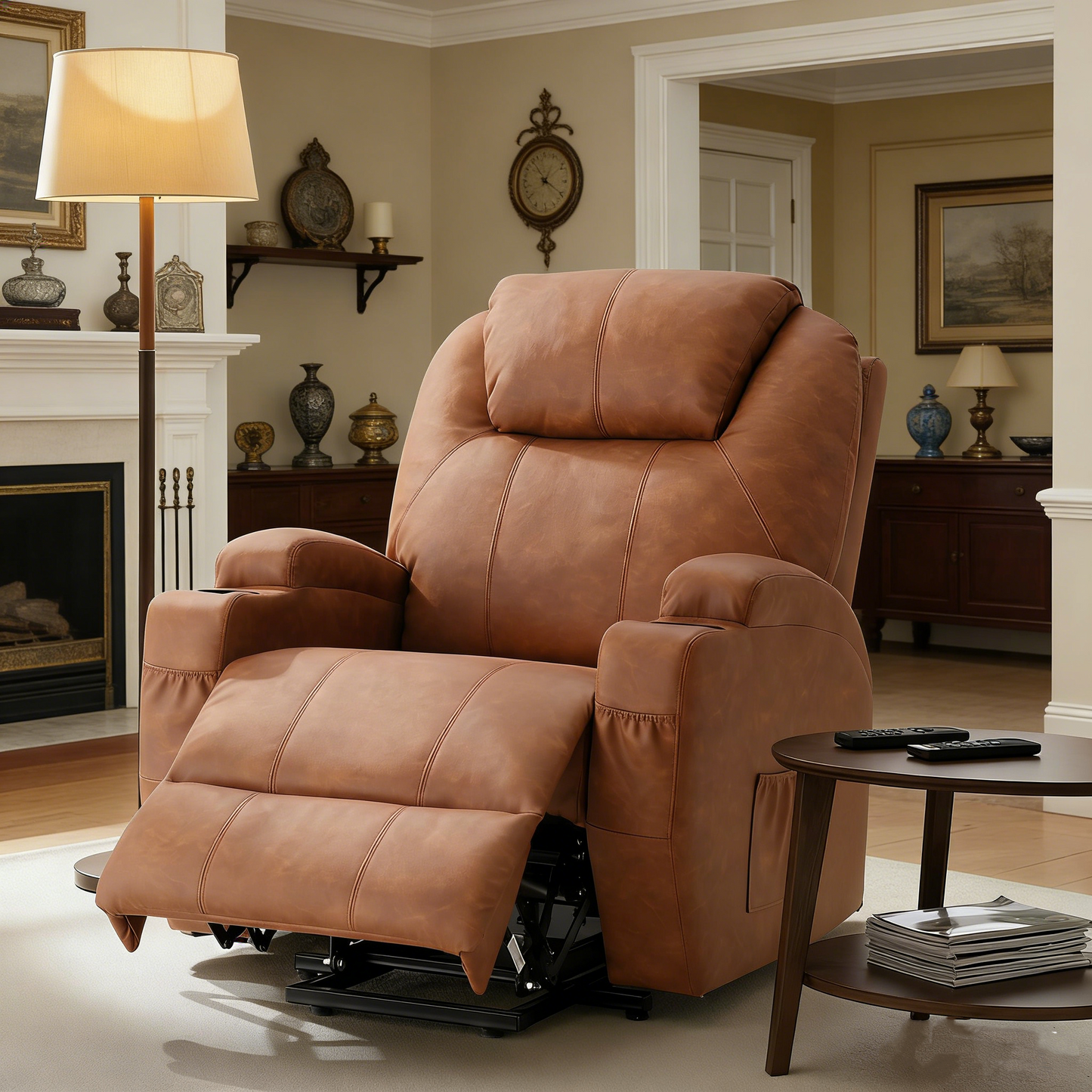 YODOLLA Power Lift Recliner Chair with Massage and Heat, Brown