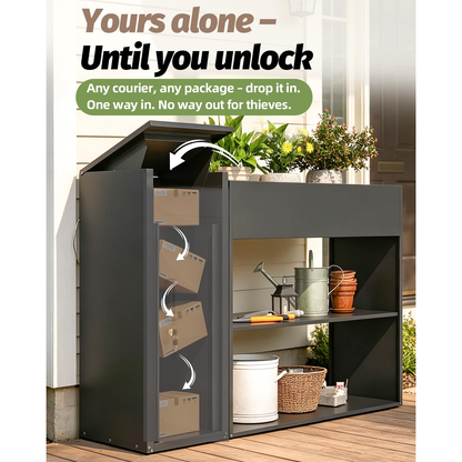 YODOLLA 3‑in‑1 Outdoor Parcel Drop Box with Raised Garden Bed & Storage Shelves