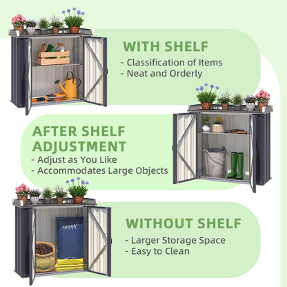 YODOLLA Outdoor Storage Potting Bench, Garden Metal Tool Cabinet Waterproof
