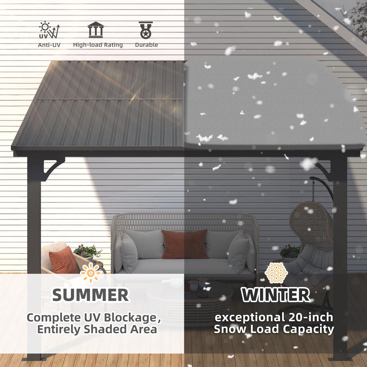 YODOLLA 10x10 Outdoor Hardtop Gazebo Adjustable Height (6.5-9.8Ft) Pergola